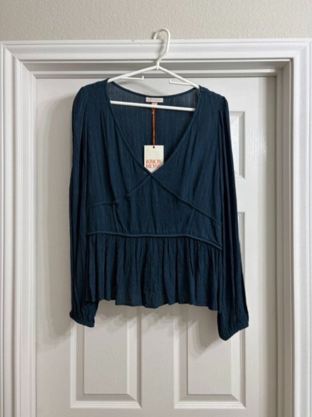 Knox Rose Brand Women's Teal Blue Long Sleeve Blouse, Size XL (NWT)